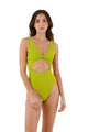 TEXTURED WAVE EARTHY GREEN TWIX ONE PIECE