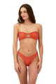 Textured Wave Brisa Tangerine Cast Bandeau Top